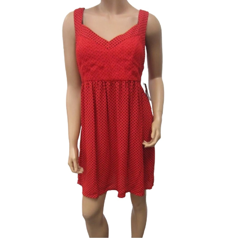 VINTAGE STYLE - Marilyn Monroe Label Red/Black Dot Dress Size Med - New no tags